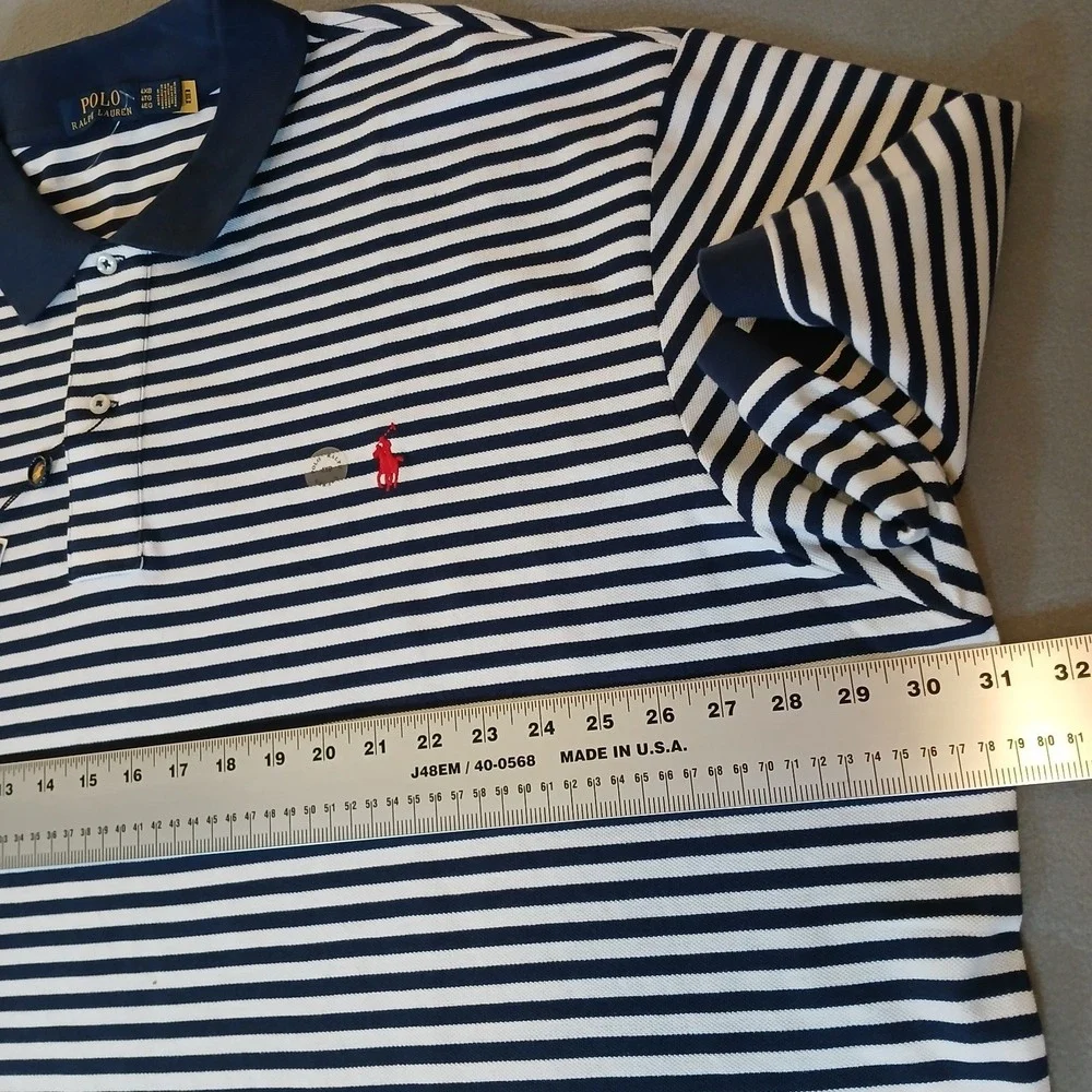 NWT Polo Ralph Lauren 4XB Navy White Striped Cotton Polo Shirt Big Tall